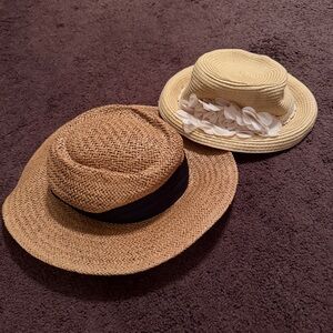 Sets of Stylish Straw Hats with Ribbon and Floral Accents